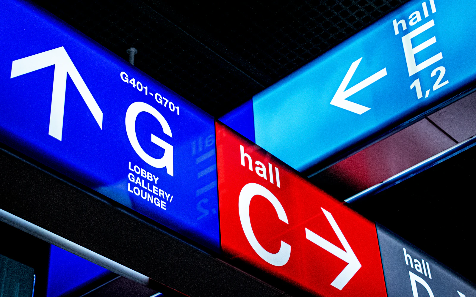Directional signs in an airport