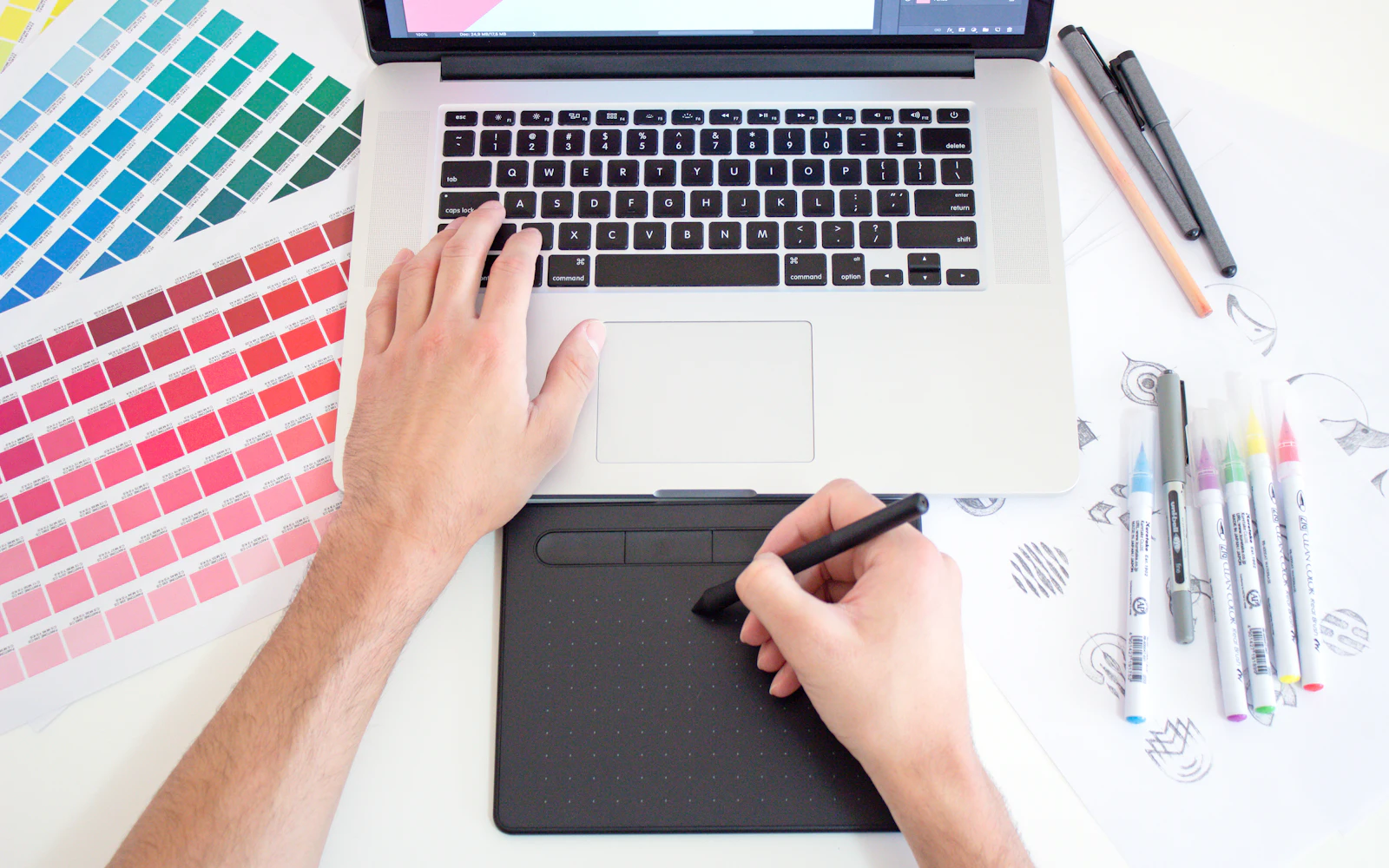 Digital drawing tablet and laptop