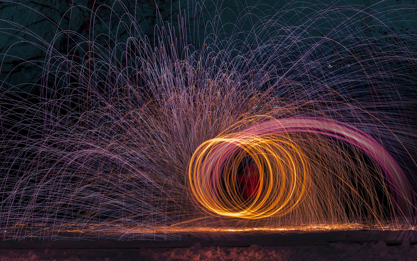 Pink and orange light trails