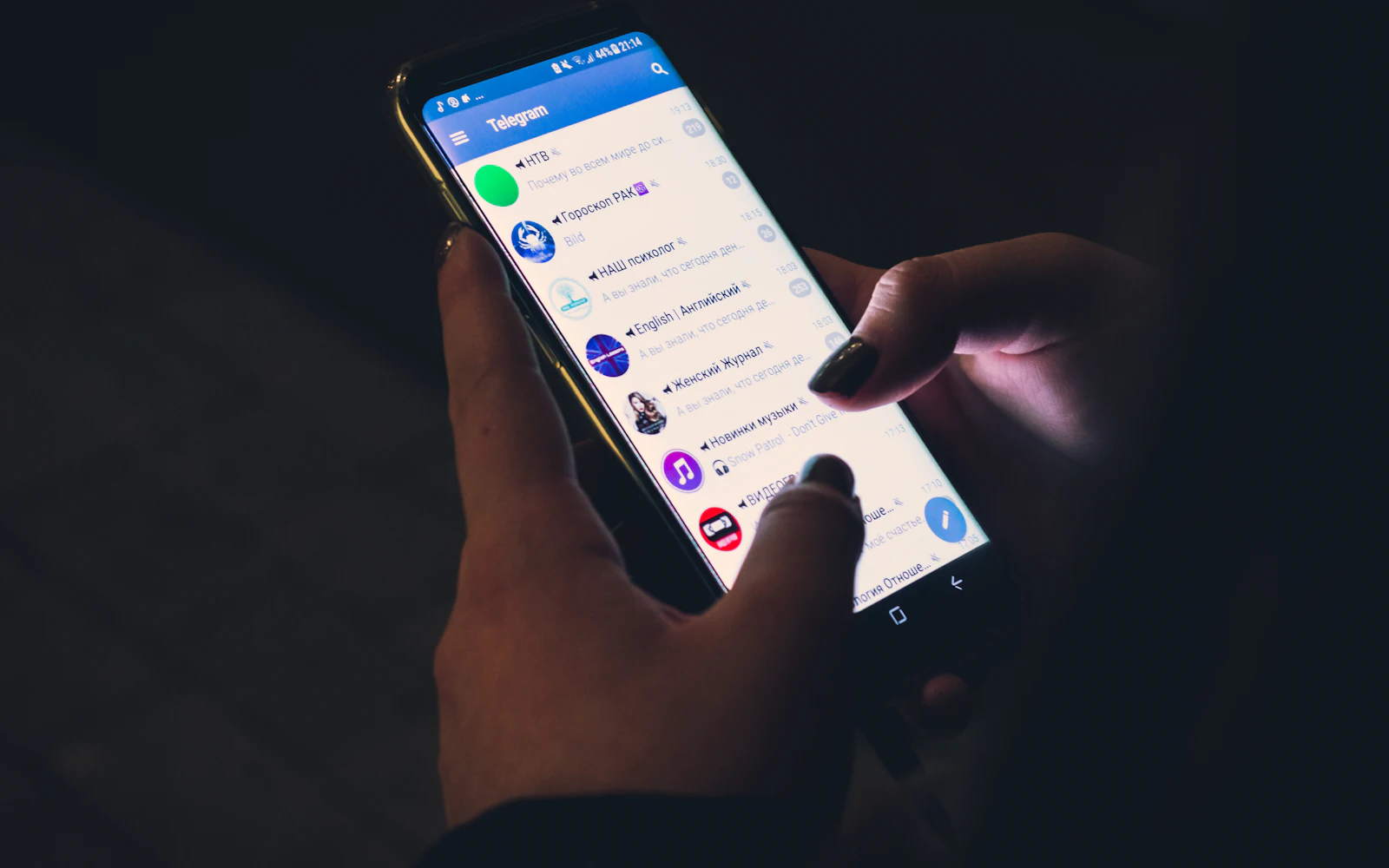 Person using a smartphone