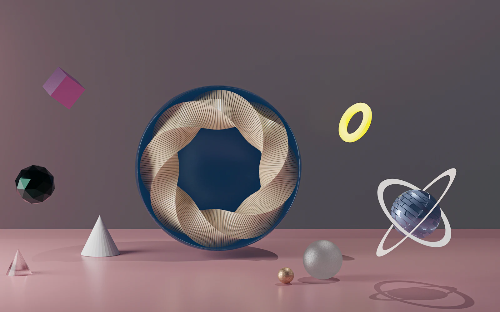 Blue and white 3D circles
