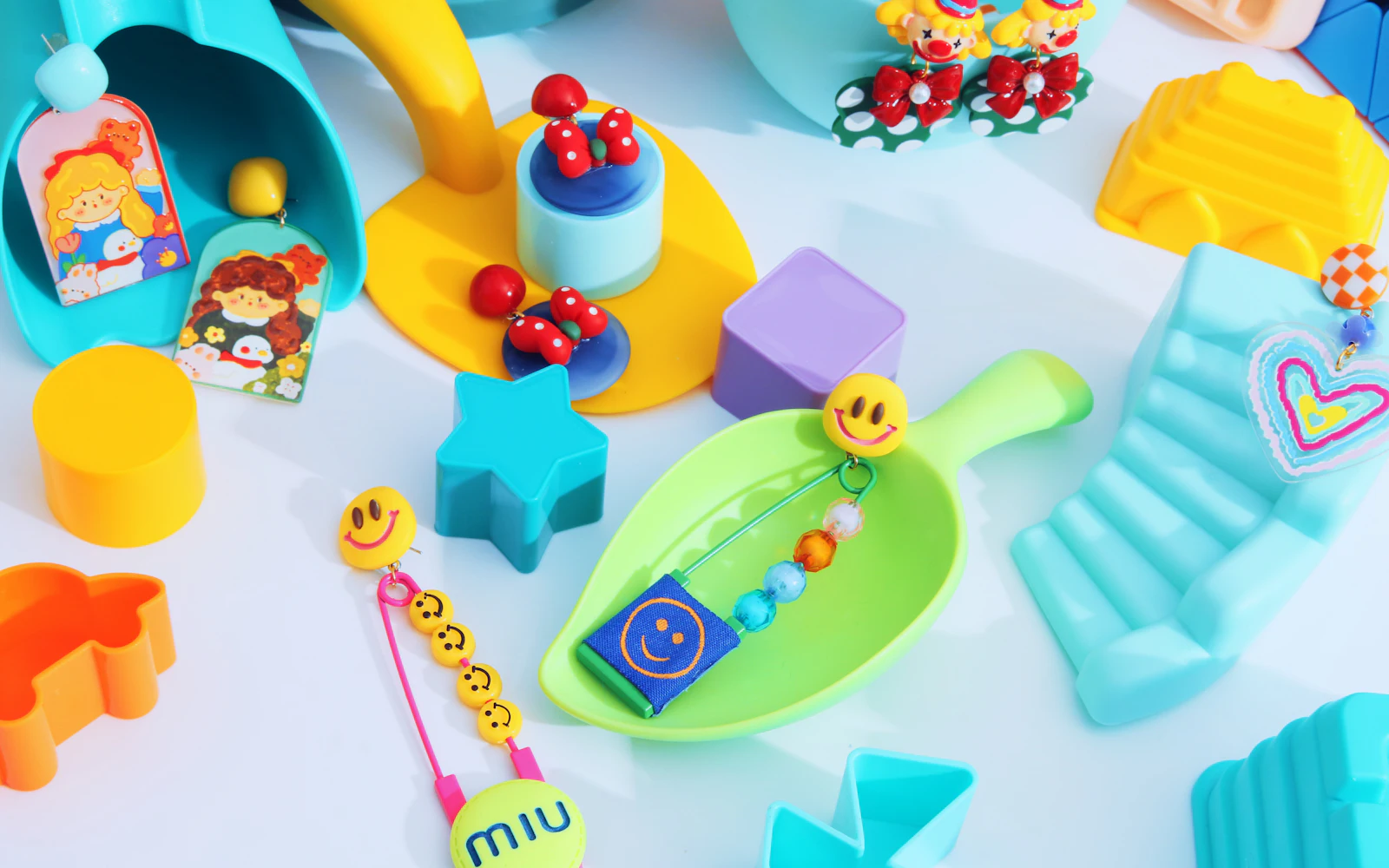 A group of colorful toys