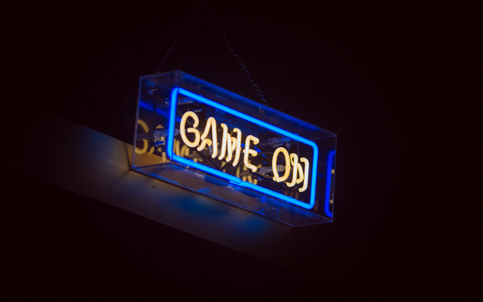 A neon "Game On" sign